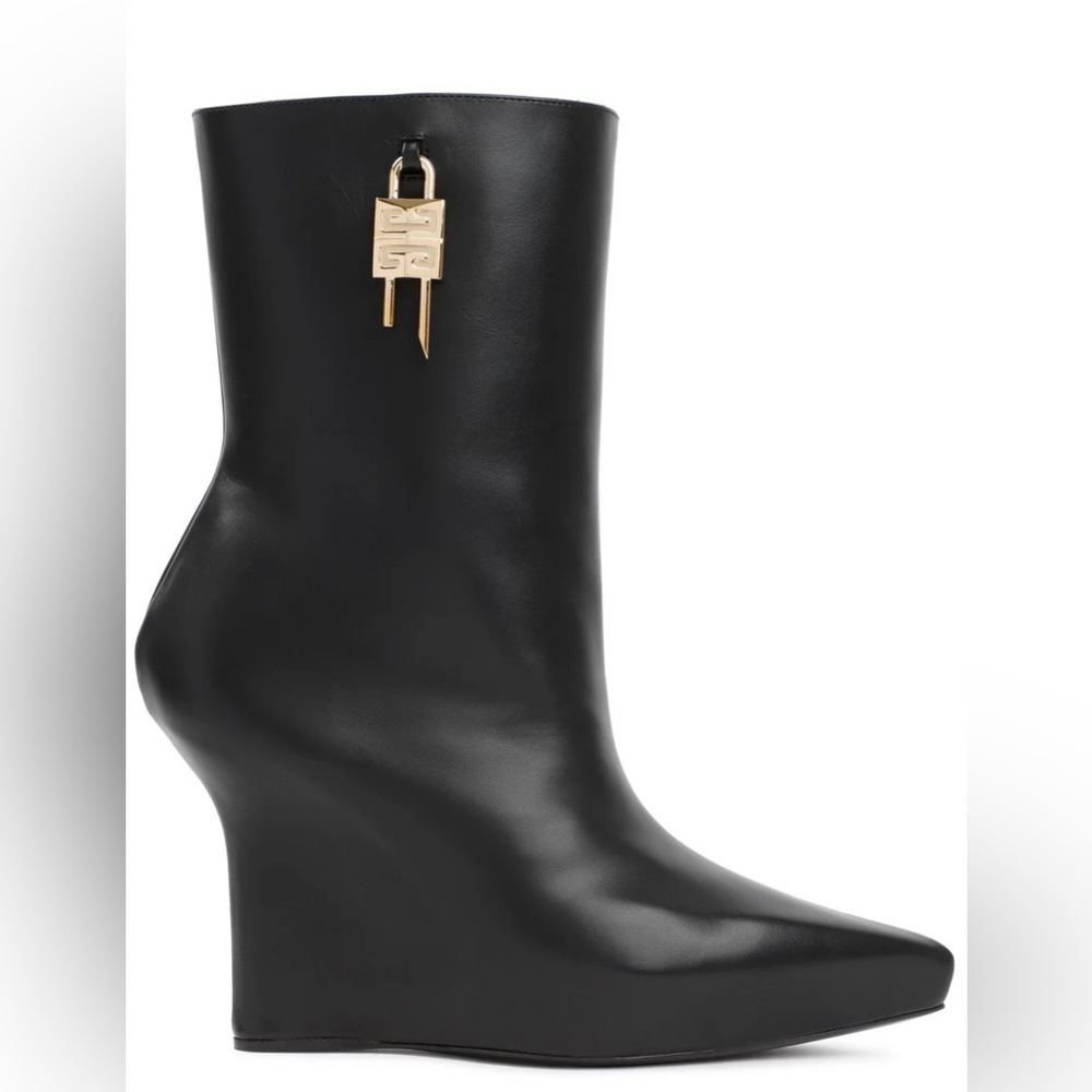 Givenchy G Lock Wedge Ankle Boot Black Leather